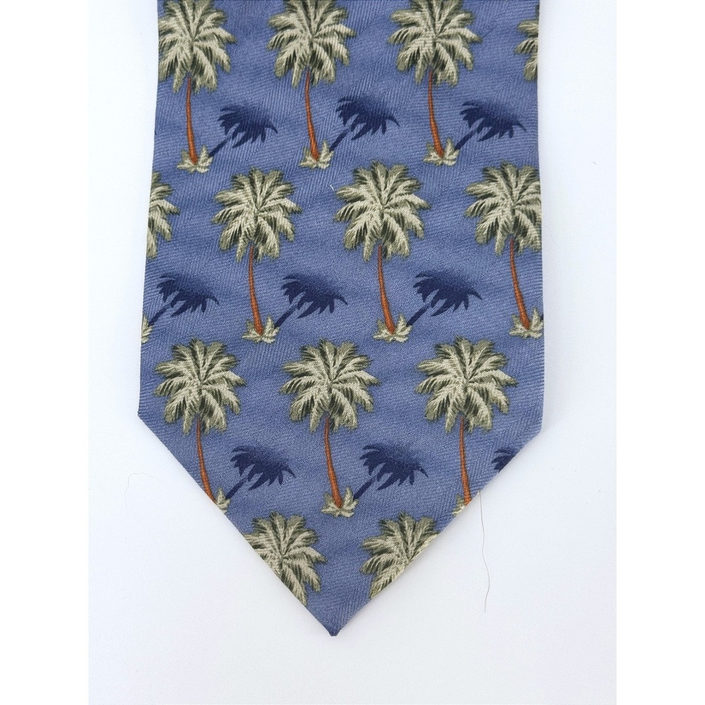 Tommy Bahama Neck Tie Mens Blue Palm Tree Tropical Silk Coastal Hawaiian